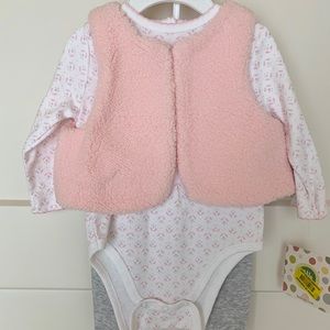 NWT Little Me Vest/Onesie/Pants Set